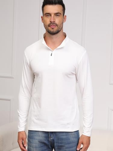 CARWORNIC Men's 1/4 Zip Pullover Long Sleeve Shirt Casual Slim Fit Stretch Cotton Mock Neck Work Golf Shirts2