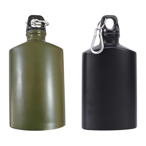 Image of CALANDIS Flat Water Bottle 500ml for Outdoor Activities Picnic Field Training Black