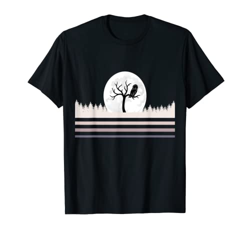 Image of Owl Silhouette Retro Moon For Men Women Cute Owl Lover T-Shirt