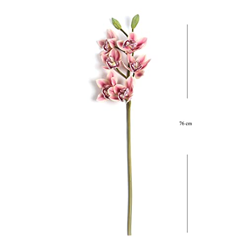 Image of PURE HOME + LIVING Pink Faux Boat Orchid Spray (Made of Plastic, Wire and Fabric) for Home, Office and Living Room Decorations (Without Vase)(Height-76cm) Pack of 1