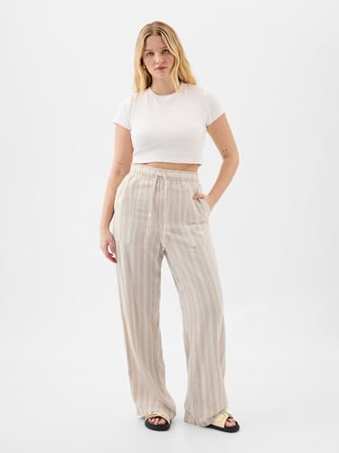 Image of Gap Womens Wide Leg Linen Pull on Pant