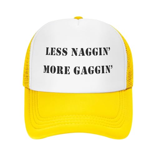 Image of Less Naggin More Gaggin Trucker Hat Funny Baseball Caps Adjustable Fishing Hats for Men Women Black