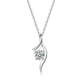 Wycian Collar de moissanita de oro para mujer, collar con dije para mujer, delicado infinito, oro blanco de 18 quilates, 40 + 5 cm, 40+5 cm, Platino, Moissanita