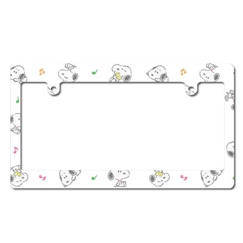 ナンバーフレーム スヌーピー ナンバープレート 前後2枚セット ILIUEND カー用品 カータグフレーム 車のナンバープレート ナンバーフレームセット PC素材 普通車 軽自動車適用 日本?汎用 カーアクセサリー 錆びにくい 掛けやすい 装飾ボーダー 3