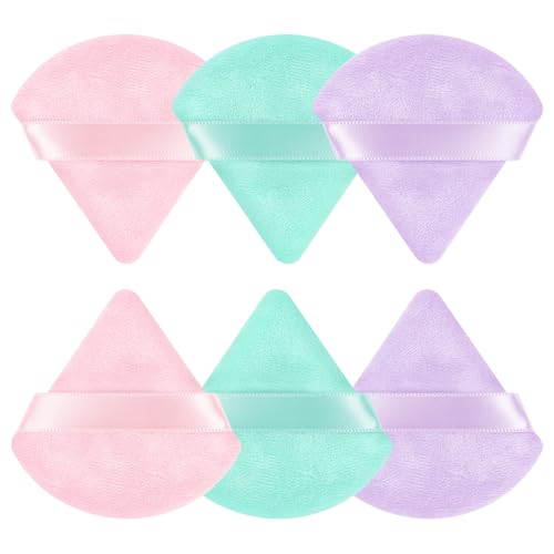 Pimoys Powder Puffs, 6 Pack Triangle and Round Makeup Sponge