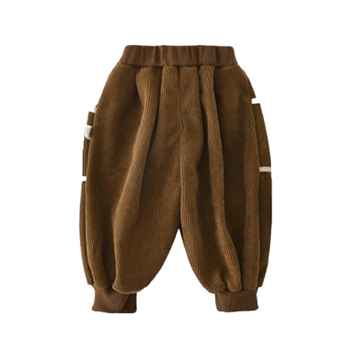Baby Boy Girl Corduroy Jogger Pants Fur Lined Elastic Waist Winter Thickening3