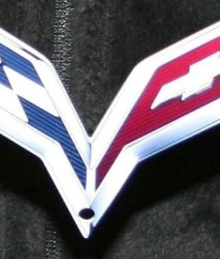 Pair Of 3D Metal Cross Flags Emblems For 2014-2019 Corvette C7 - Gold, Adhesive Mount - View #5