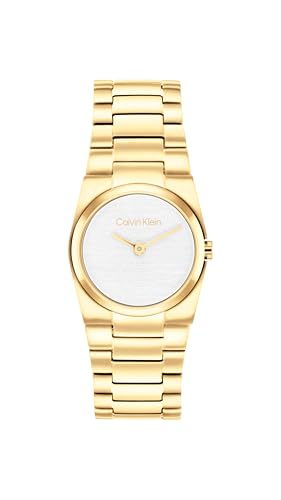 Reviews de Relojes Calvin Klein para Dama - los preferidos. 45 Calvin Klein Reloj para Mujer 25100122 CK Unite 26 mm - Caja Dorada - Brazalete de Acero Inoxidable - Esfera Plateada - 2 Manecillas