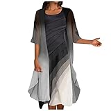 Long Sleeve high Neck Dress Women Color Block Dresses tie up Skirts for Women semi Sheer Dress International Dress Striped Rompers for Women Skirt Tops for Women Grand, Gray, XX-Large