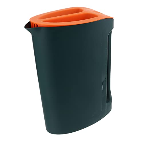 VICASKY Large 2200ml Water Pitcher and Scaled Water Kettle Beverage Holder, Dark Green Body Orange Lid, Suitable for Home Use and Summer Cooling