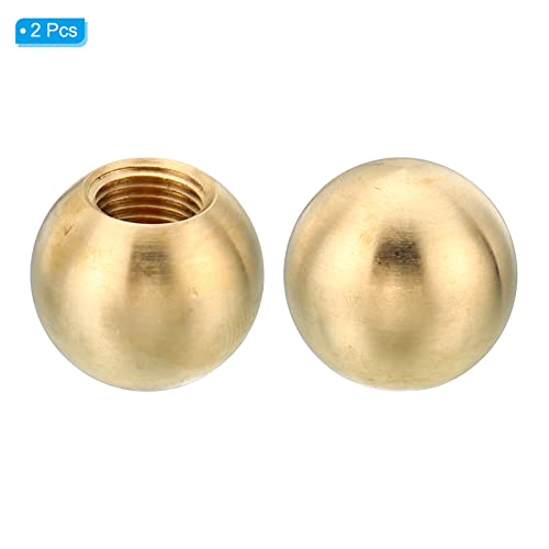Image of PATIKIL M10x1 20mm Thread Lamp Finials Cap Knob, 2 Pack Brass Ball Lamp Decoration Screw Caps for Furniture Lighting Lamps