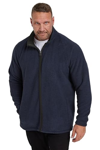 Image of BadRhino Big & Tall Navy Textured Zip Through Fleece - Men's - Plus Size Curve