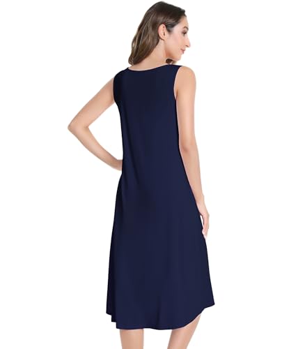 Image of NACHILA Women's Nightgowns-Viscose Made from Bamboo,Sleeveless Tank Night Gown Crew Neck Sleep Dress Cool Sleepshirts