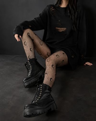 Image of NXITK 2 Pack Goth Tights - Ripped Gothic Tights for Women