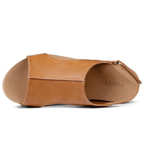 Image of PARTY Women's Wedge Sandals With Buckle Ankle Strap for Dressy Summer