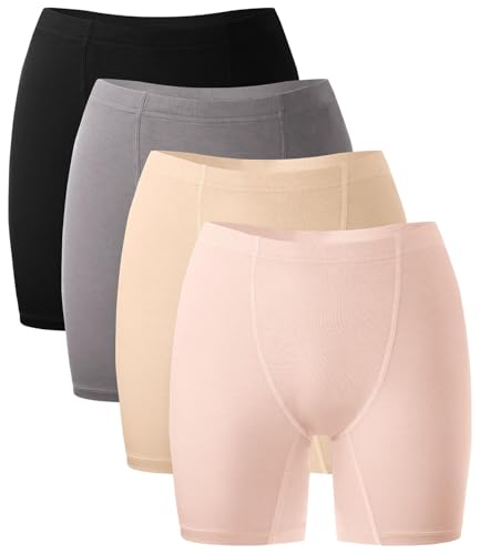 BAMBOO COOL Womens Boxer Briefs Underwear Boy Shorts Soft Stretch Panties for Women, 4 Packs