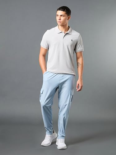 Image of TECHNOSPORT Men's Solid Slim Fit Polo Collar T-Shirt MATPIQ Half Sleeve Button Polyester for Gym Running Workout UPF50+ Anti Odour