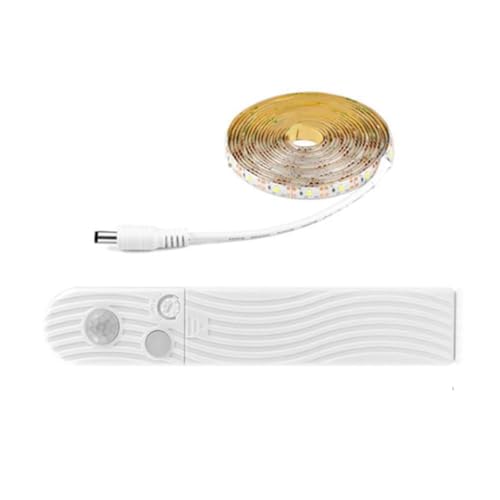 Tira de luz LED con sensor de movimiento con caja de batería, alimentación por USB, iluminación inteligente de inducción, temporizador y brillo ajustables, cinta flexible impermeable para armario de