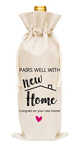Huastatewolf Bolsa de vino para inauguración de la casa, bolsa de regalo para anfitriona, regalo para clientes, 1 bolsa de vino (C09)