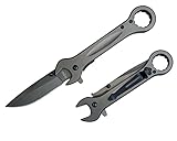 S-TEC 7.5' Wrench Tactical Folding Pocket Knife Multi-Tool Black Stainless Steel Blade (Gunmetal)