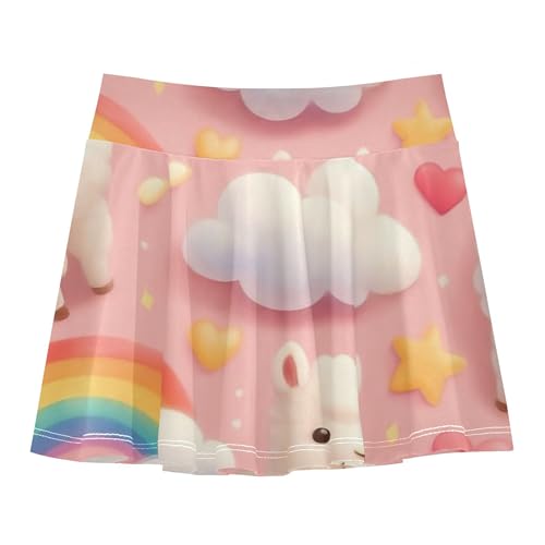 Cute Llamas Rainbow Cloud Pink Athletic Shorts for Girls Skorts Tennis Skirts for Kids Blue Pink Girl Skort 3t