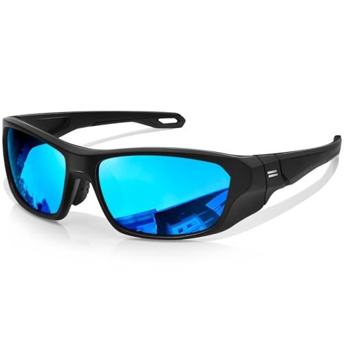 KANASTAL Gafas de Sol Hombre Deportivas Polarizadas Mujer Azul Espejo UV400