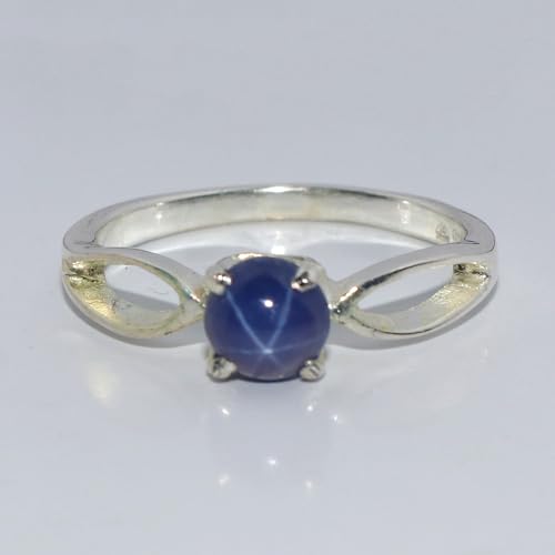 GEMHUB Round Shape 3 Ct Solitaire Style Split Shank Natural Blue Star Sapphire 925 Sterling Silver Engagement Ring4