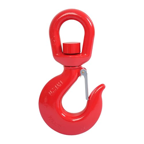 15 Ton Swivel Lifting Hook Heavy Duty, Red Swivel Hook Rigging Swivel Hook Eye Hoist Hook with Latch Crane Hook (15T)