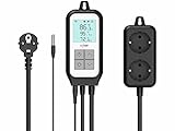 thermo timer mit externem kabelfühler WLAN-Steckdosen-Thermostat für Klima- oder Heiz-Geräte • Temperatursensor mit 2 m langem Kabel, Genauigkeit +/- 0,5 °C • Kostenlose App 