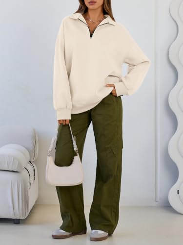 Image of Trendy Queen Women's Oversized Sweatshirts Half Quarter Zip Fleece Sweaters