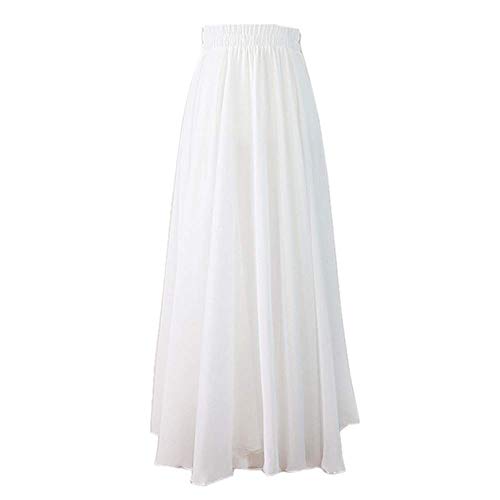 MULLSAN Women Retro Vintage Double Layer Chiffon Pleat Maxi Long Skirt Dress