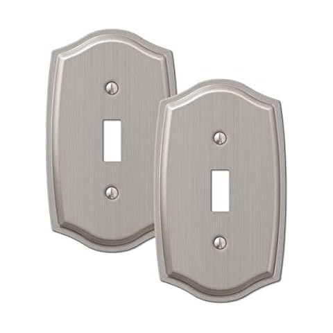 2-Pack Toggle Light Switch Wall Plate Stylish Stamped Steel, Brushed Nickel Cover