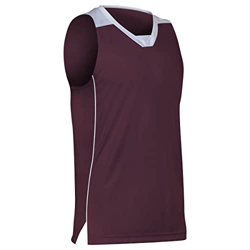 Prime Basketball Jersey, Men's Medium, Maroon with White Trim