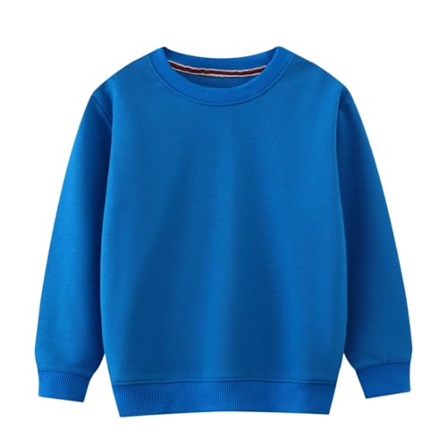 UNIYOUTH Sweatshirt Pullover Tops Long Sleeves Cotton Shirt for Little Girls Boys Toddlers Baby Kids, Solid-Blue, 2T