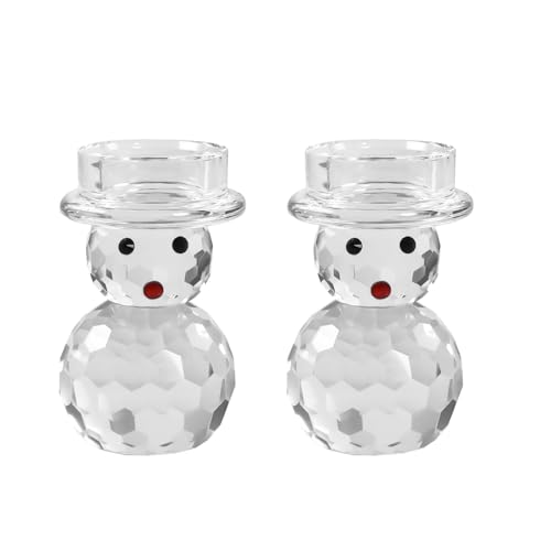 2-Pcs-Crystal-Christmas-Candle-Holder-Snowman-Christmas-Candlestick-with-Cute-Shape-Home-Table-Decorations-for-Winter-Xmas-Farmhouse-Kitchen-Decor 2 Pcs Crystal Christmas Candle Holder Snowman Christmas Candlestick with Cute Shape Home Table Decorations for Winter Xmas Farmhouse Kitchen Decor