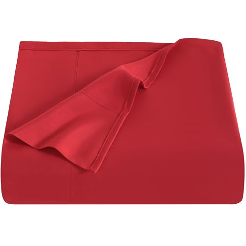 Image of NTBAY Twin XL Microfiber Flat Sheet, 66 x 102, Wine Red