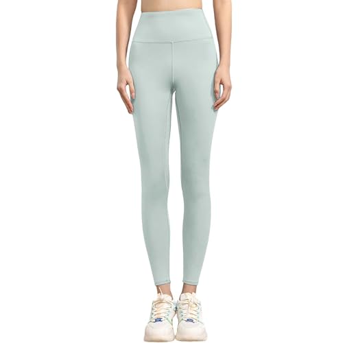 LinRim Leggings deportivos para mujer, de cintura alta, opacos, pantalones de deporte, push up, pantalones de yoga, pantalones de correr, pantalones de fitness, Verde menta, XXL