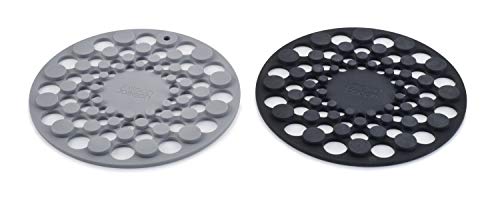 Joseph Joseph Spot-On Set of 2 Silicone Trivets, Heat resistant table mat for hot pots and pans, Black/Grey
