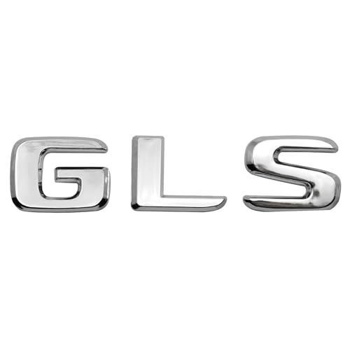 Emblema Adhesivo GLS, Insignia GLS Apto para Parte Trasera Autoadhesiva, Compatible con Mercedes, Pegatina GLS, Adhesivo GLS, Plástico, Plateado Acabado Brillo