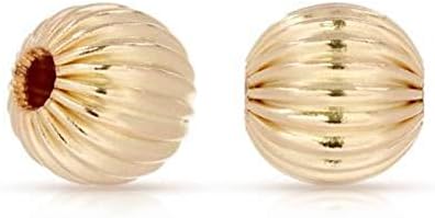 14Kt Gold Filled 6mm Straight Corrugated Bead 1.6mm Hole- 5pcs (4443)/1