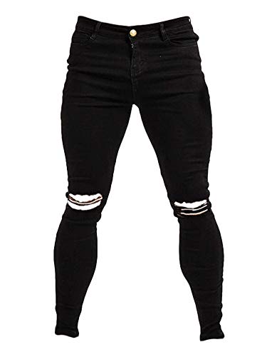 Andongnywell Men's Fashion Slim Fit Ripped Denim Pants Stretch Distressed Destroyed Skinny Jeans Trousers