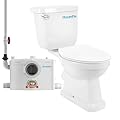 HOCANFLO Macerating Toilet System, 800W Macerator Pump with 4 Inlets & 2 Outlets, Upflush Toilet for Basement, Kitchen Sink, Bathroom, Laundry, Easy Install Two Piece Toilet, Space Saving