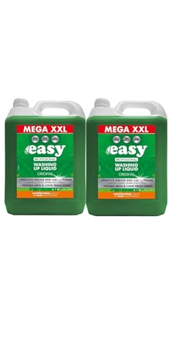 Easy Original Washing Up Liquid - 5L (Pack of 2) | Powerful Grease-Cutting Formula Fresh Scent Ideal for Home & Commercial Use | Eco Friendly Packaging