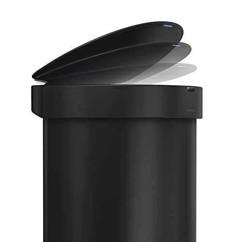 Image of simplehuman 45L semi-Round Sensor can, Matte Black Steel