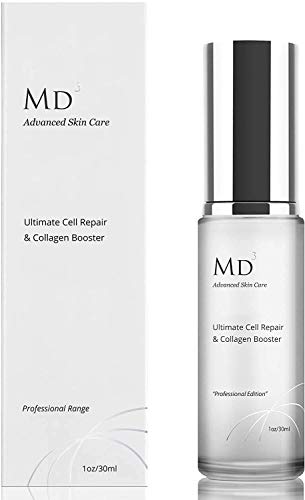 MD3 Ultimate Cell Repair and Collagen Boosting Serum | 30ml | High Strength | for Wrinkle Free, Hydrated and Smooth Skin and Face | Natural Face Serum | Professional Range | for Men and Women