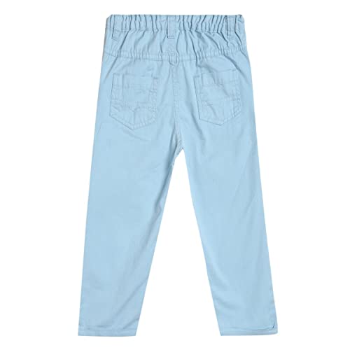 Image of miniklub Boys Blue Solid Cotton Relaxed Trousers