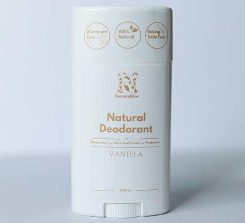 Naturallow All-Natural, Aluminum-Free, Baking Soda-Free, Magnesium & Probiotic Underarm Deodorant - Organic Vanilla Scented