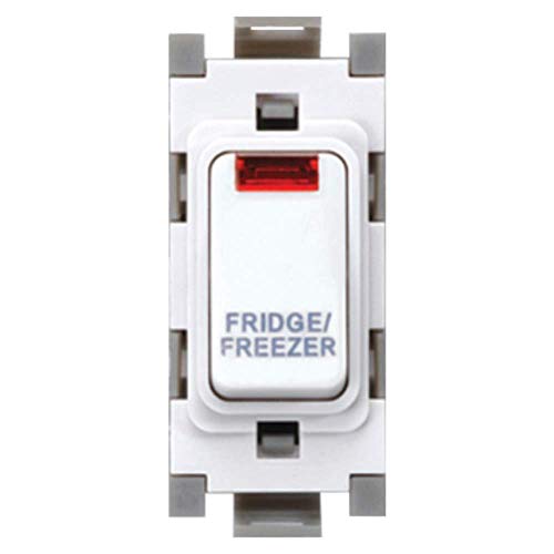 Deta G3582 Grid Switch 20 Amp Double Pole with Neon Marked 'Fridge Freezer' (White)