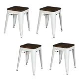 Design sofisticato Toilinux.com Set di 4 sgabelli vintage Liv H46 cm, colore: bianco opaco
