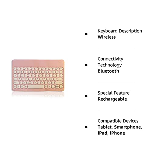 Ultra Slim Retro Bluetooth Keyboard For Ipad,Ipad Mini,Ipad Air Ipad Pro,Iphone,Windows Android Tablet Smartphone Compact Portable Rechargeable Wireless Keyboard(Pink) #TOP7